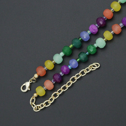 Colorful Jade Beads Adjustable necklace Bracelet, Sku#EF786