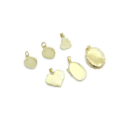 Gold Colorful Enamel Flower Butterfly Heart Oval Pendant charm, Sku#Z1484