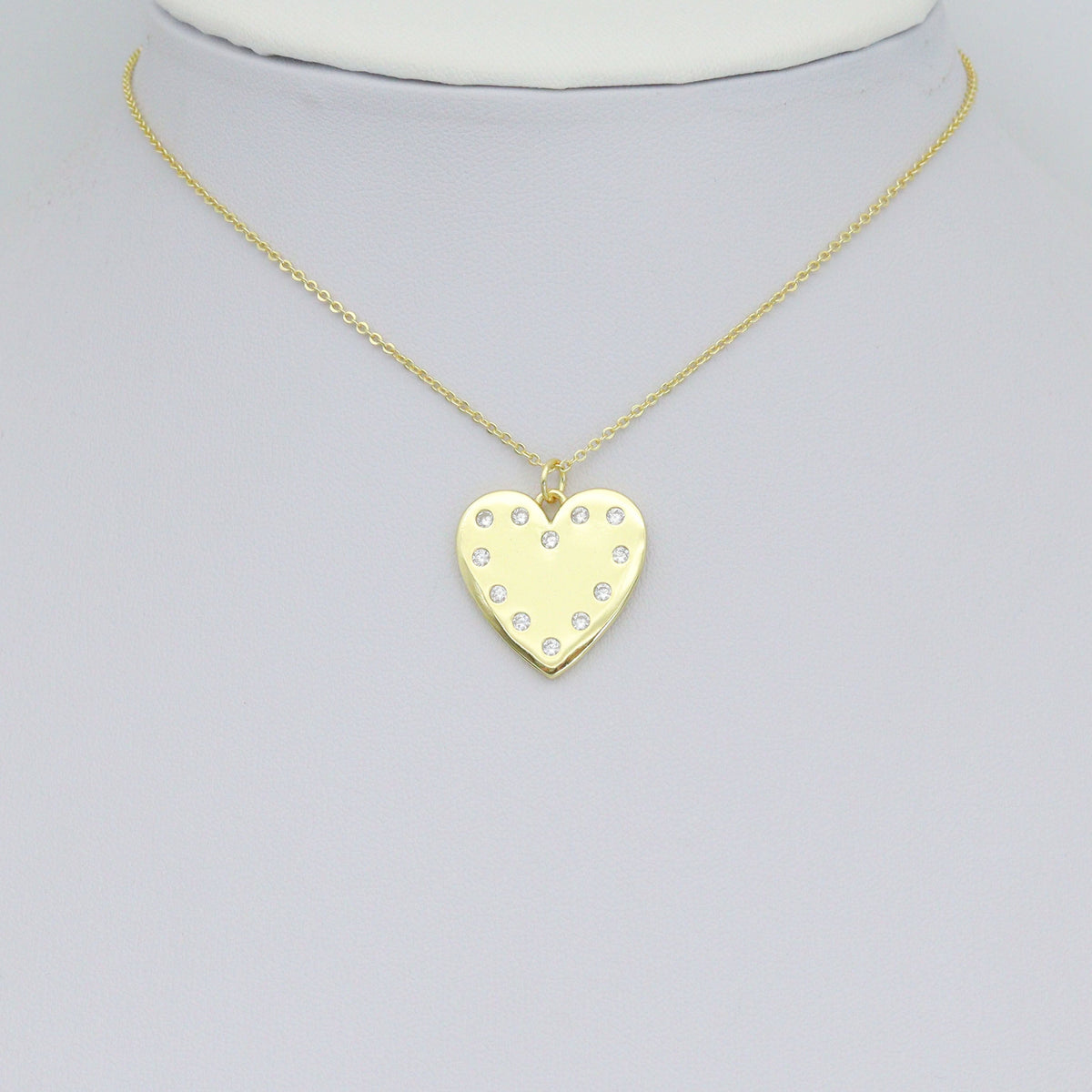 Clear CZ Round Heart Pendant charm, Sku#LX898