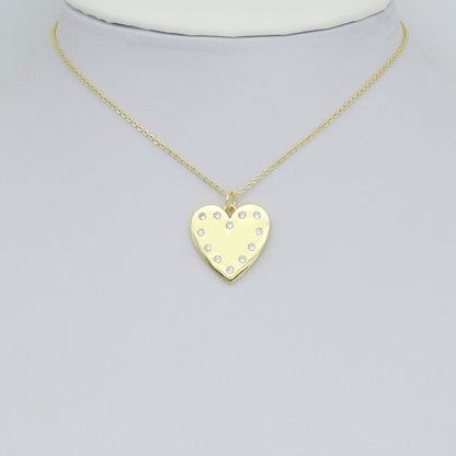 Clear CZ Round Heart Pendant charm, Sku#LX898