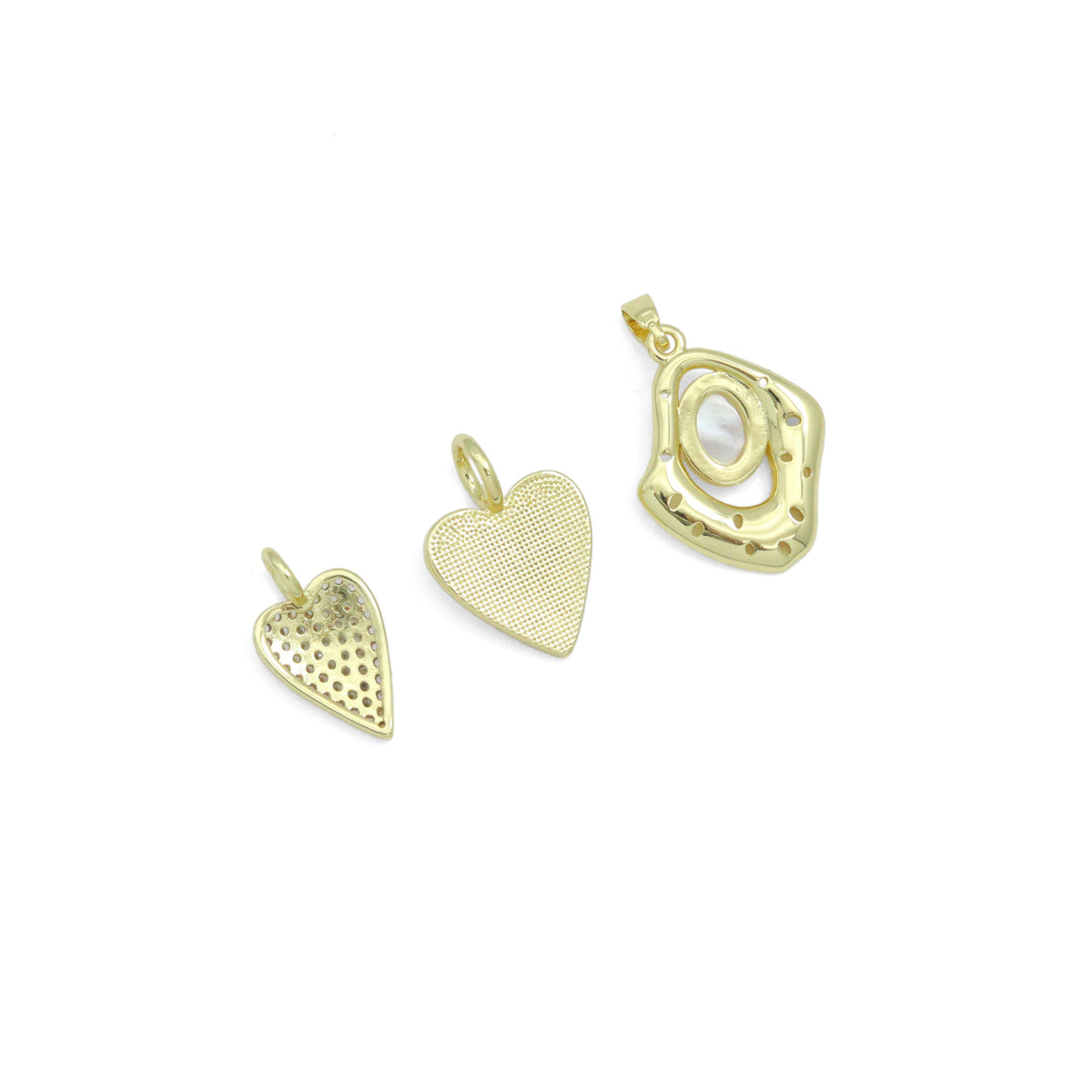 CZ Heart, Mother of Pearl Heart, Oval Pearl Pendant charm, Sku#LX917