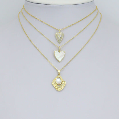 CZ Heart, Mother of Pearl Heart, Oval Pearl Pendant charm, Sku#LX917