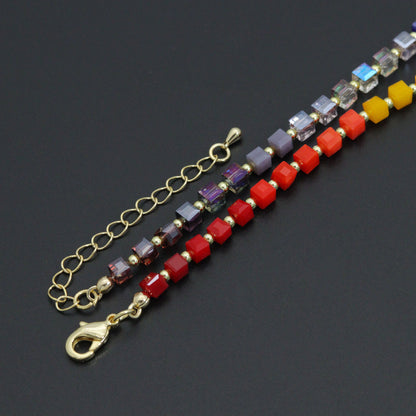 Rainbow Cube Crystal beads Necklace, sku#EF801