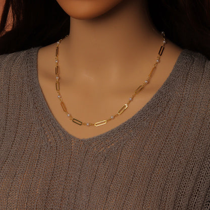 Wholesale Pearl Paperclip chain by Yard, HX22