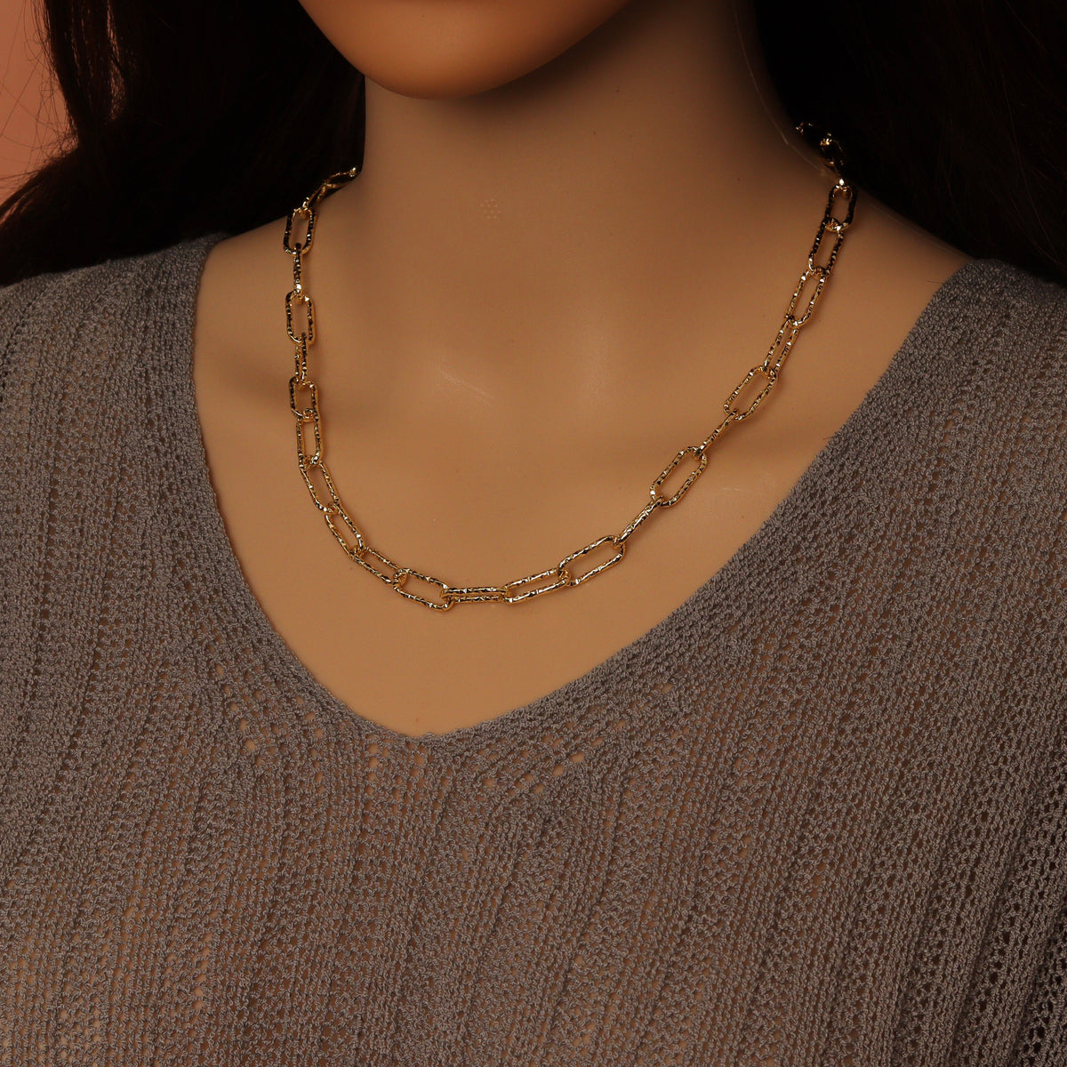 Wholesale Hammered Paperclip Chain by Yard, sku#LX901