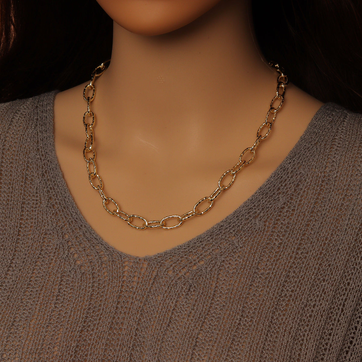 Stainless steel Hammered Oval Link Unfinished chain, LX910
