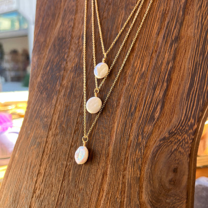 14k gold filled COIN PEARL NECKLACE