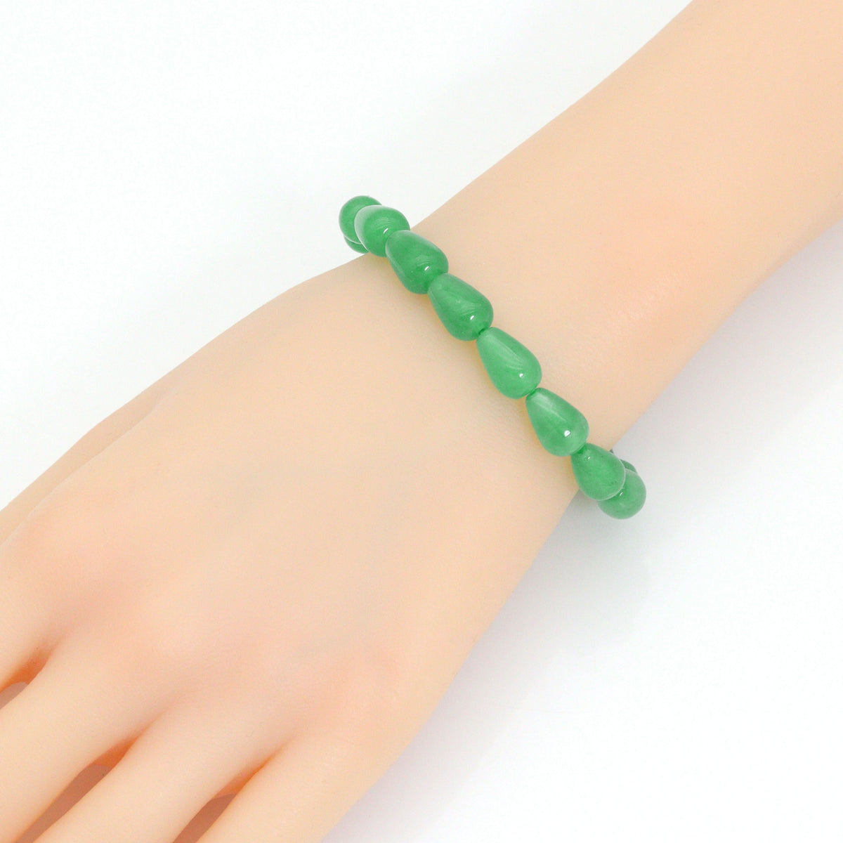 8x12mm Teardrop Aventurine Jade Stretchy Bracelet, Sku#EF709