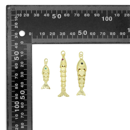 3D Vintage Style Movable Wiggling Fish charm, Sku#FH248