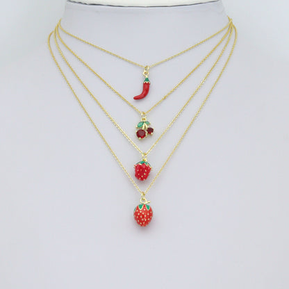 Red Cherry Strawberry Chili Pendant charm, Sku#O133