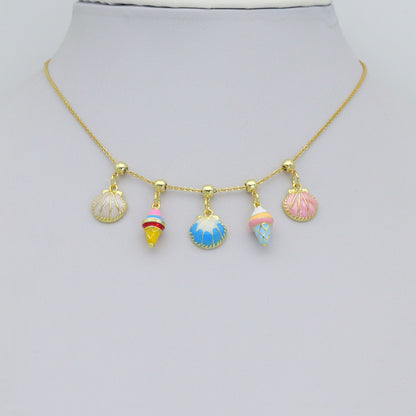 Colorful Enamel Shell Icecream Pendant charm, Sku#A509