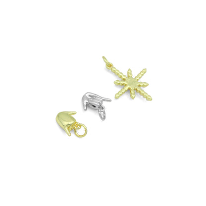Gold Silver Shaka Hand Gesture Pearl North Star Pendant charm, Sku#A511