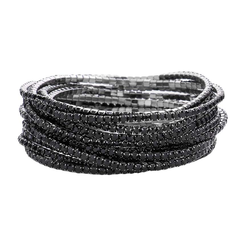 Women's 12Pcs Stackable Rhinestone Stretch Evening Bracelets