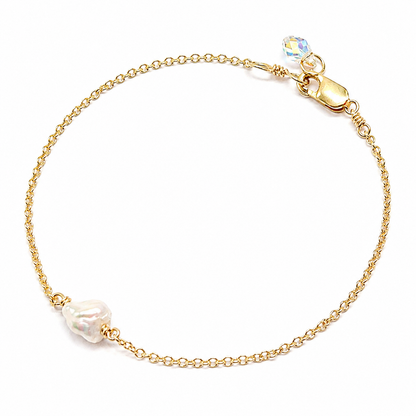 Keshi Pearl Bracelet with Swarovski Clasp