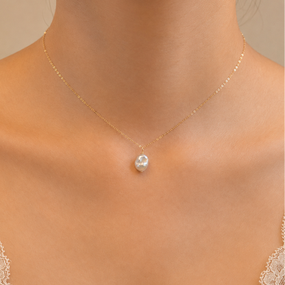Single Pearl Drop Necklace with Swarovski Clasp