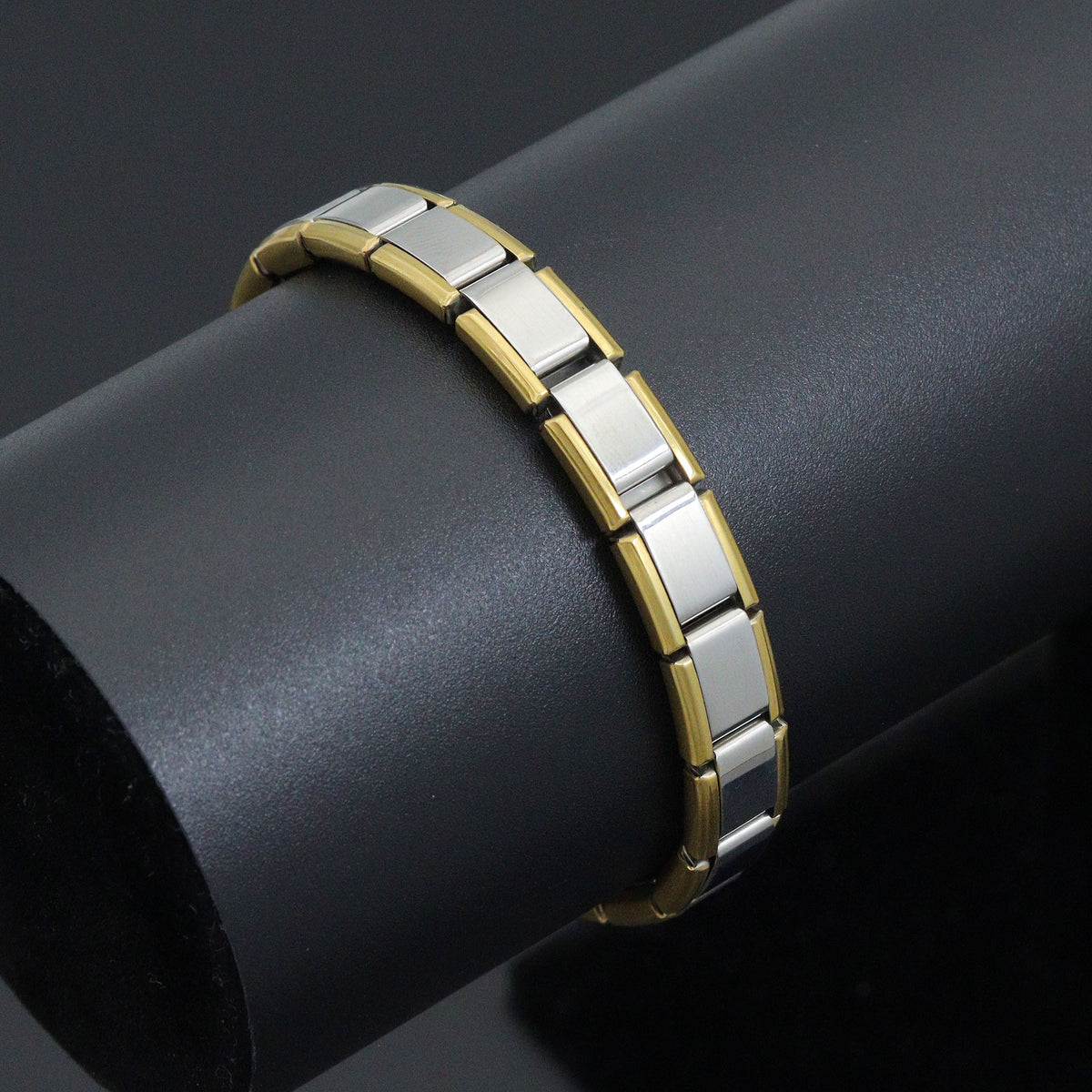 Gold Silver Dual Color Watch Band Stretchy Bracelet, Sku#LD773