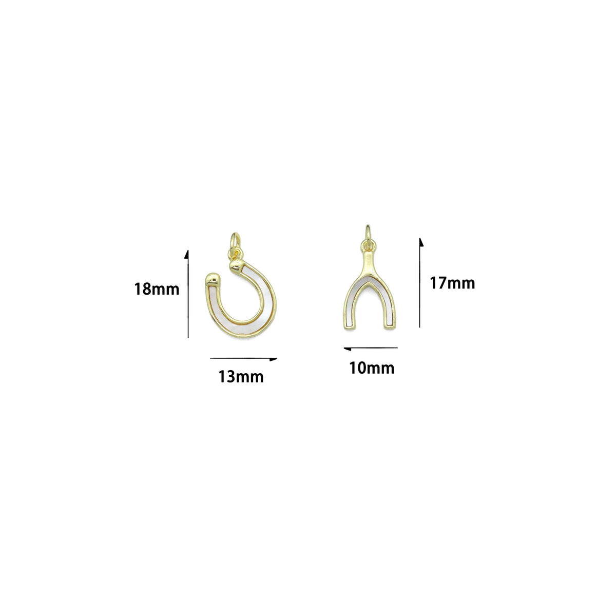 White Mother of Pearl Wishbone Horse shoe Shape charm, Sku#LK1263