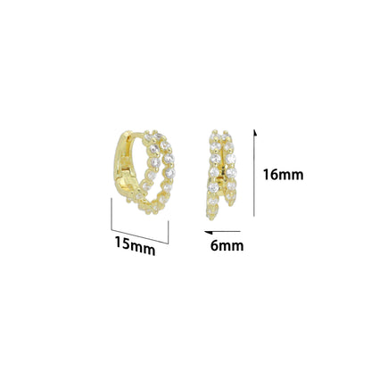 CZ Double Line Everyday Hoop Earrings, Sku#LK1265