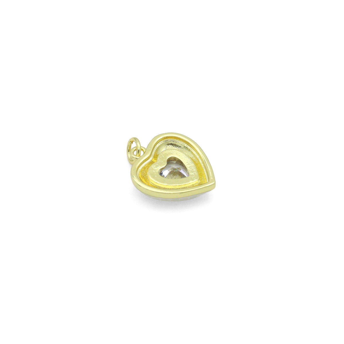 White Mother of Pearl with CZ Center Heart  Heart Pendant charm, Sku#LK1282