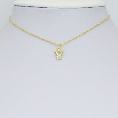 Clear CZ Gold Angel Charm Pendant, Sku#LK1290