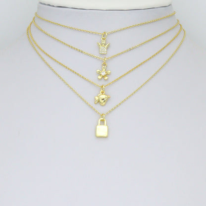 Clear CZ Gold Angel Charm Pendant, Sku#LK1290