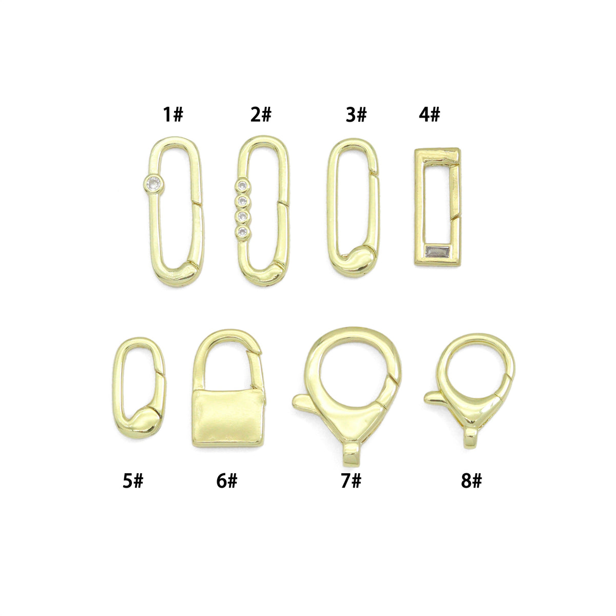 Gold Paperclip Rectangle Padlock Lobster Clasp, Push stylel clasp, Sku#LX885