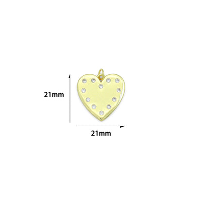 Clear CZ Round Heart Pendant charm, Sku#LX898