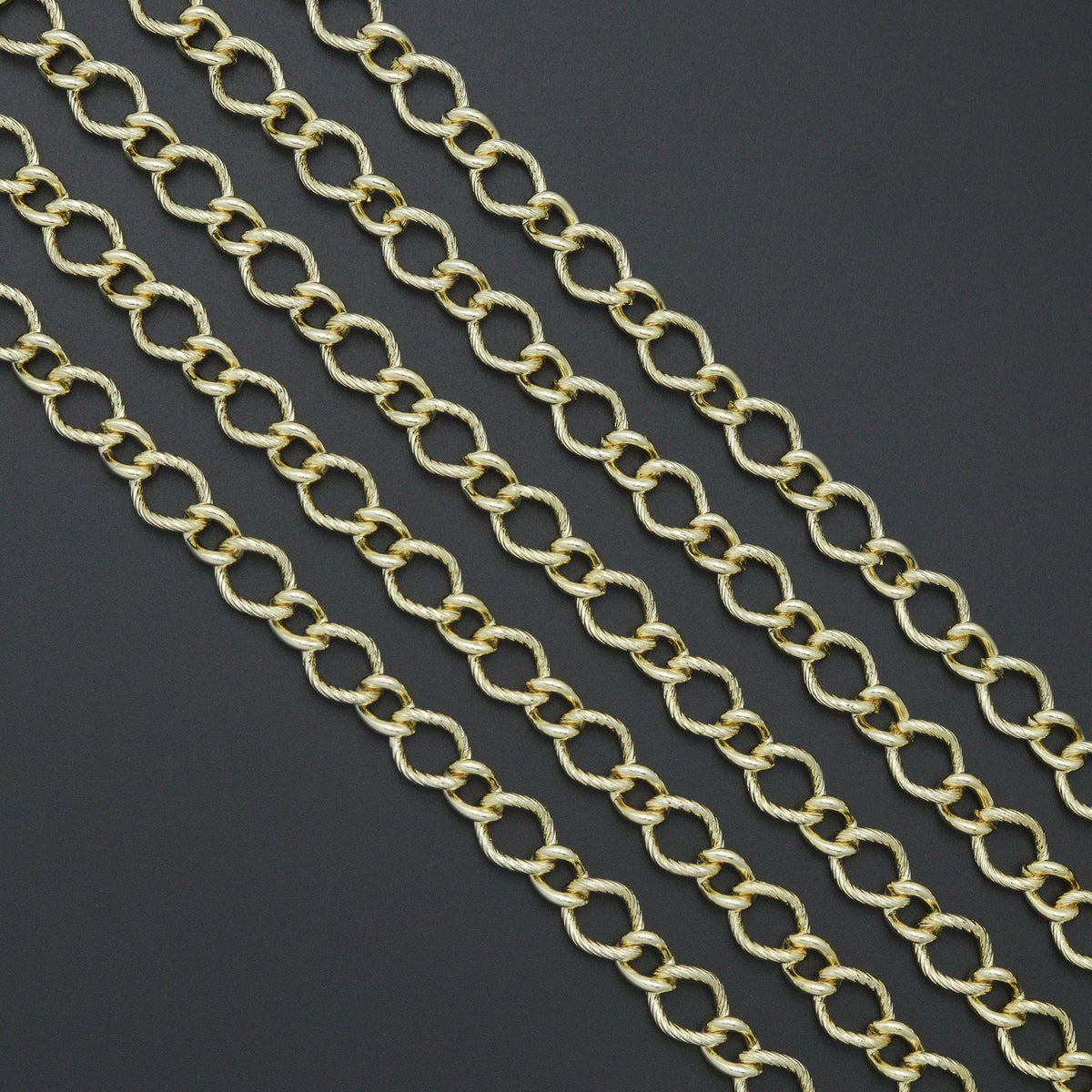 Wholesale Hammered Twsited Oval Link Gold Chain, sku#LX904