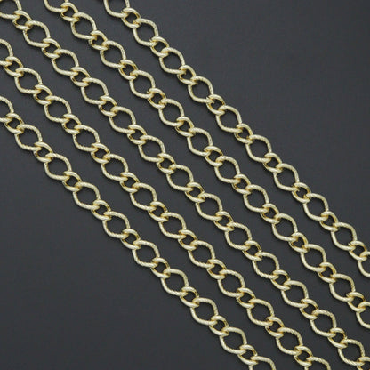 Wholesale Hammered Twsited Oval Link Gold Chain, sku#LX904