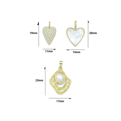 CZ Heart, Mother of Pearl Heart, Oval Pearl Pendant charm, Sku#LX917