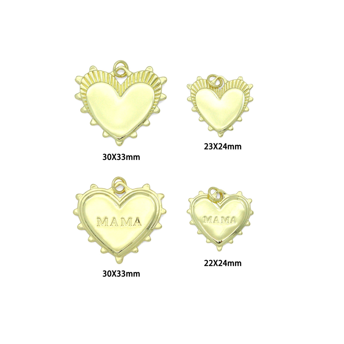 Gold Heart Mother's Day Mama Heart Pendant charm, Sku#LX920