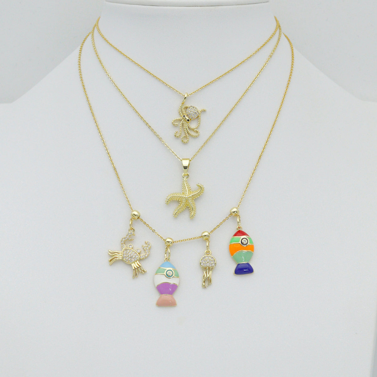 Starfish Colorful Fish Jellyfish Crab Octopus Pendant charm , Sku#LX923