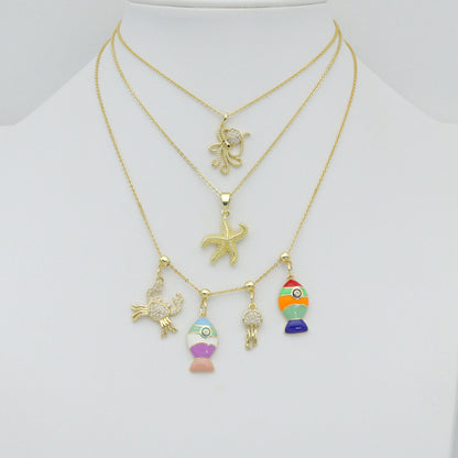 Starfish Colorful Fish Jellyfish Crab Octopus Pendant charm , Sku#LX923