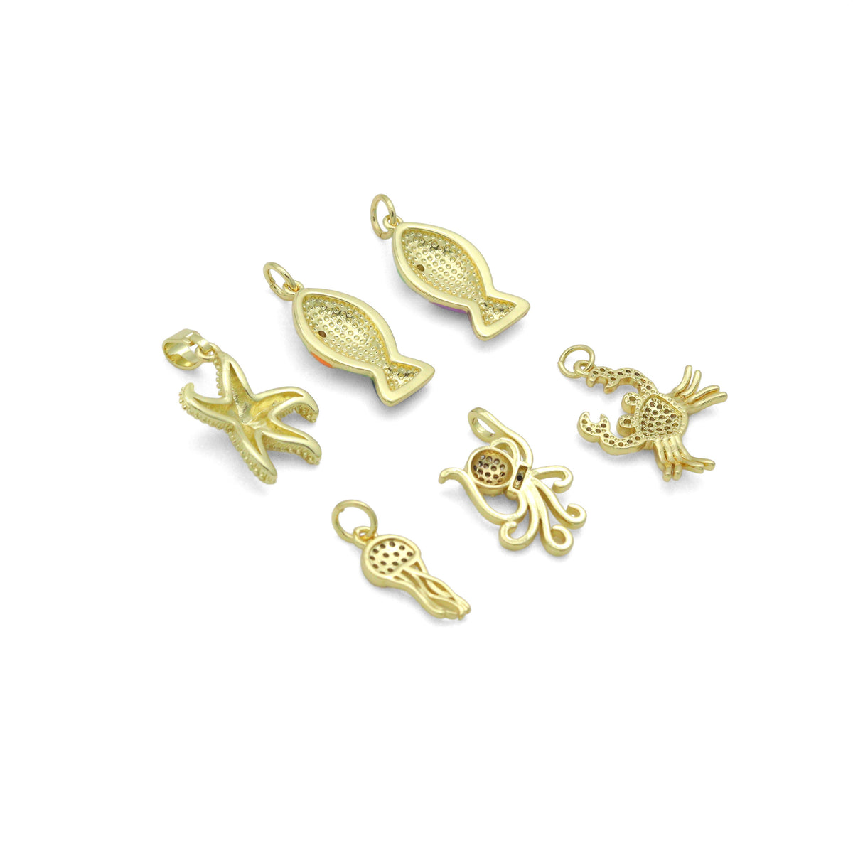 Starfish Colorful Fish Jellyfish Crab Octopus Pendant charm , Sku#LX923