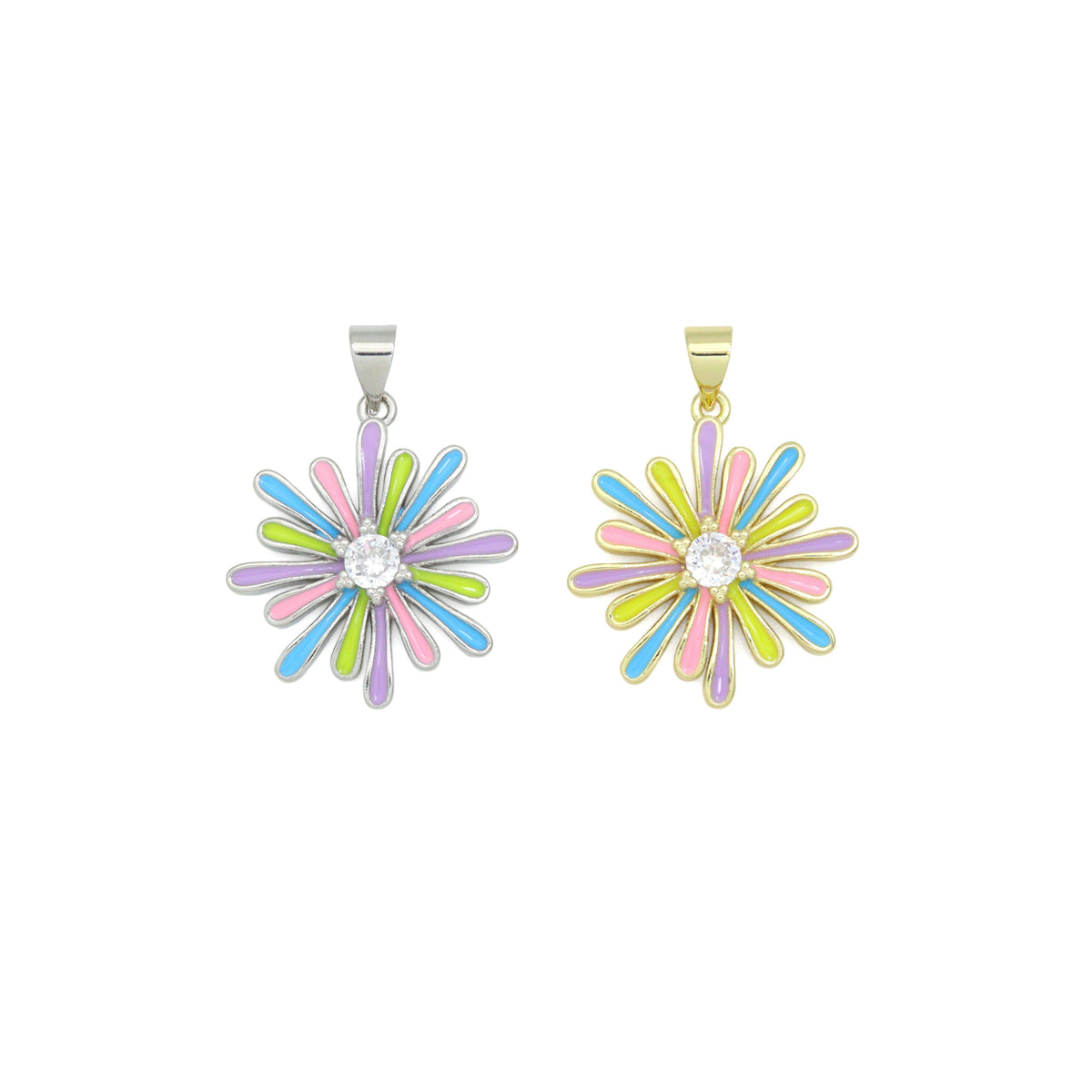 Colorful Enamel Flower charm For Necklace Bracelet Jewelry Making Supply, Sku#LX932/F1447