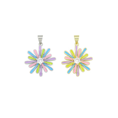 Colorful Enamel Flower charm For Necklace Bracelet Jewelry Making Supply, Sku#LX932/F1447