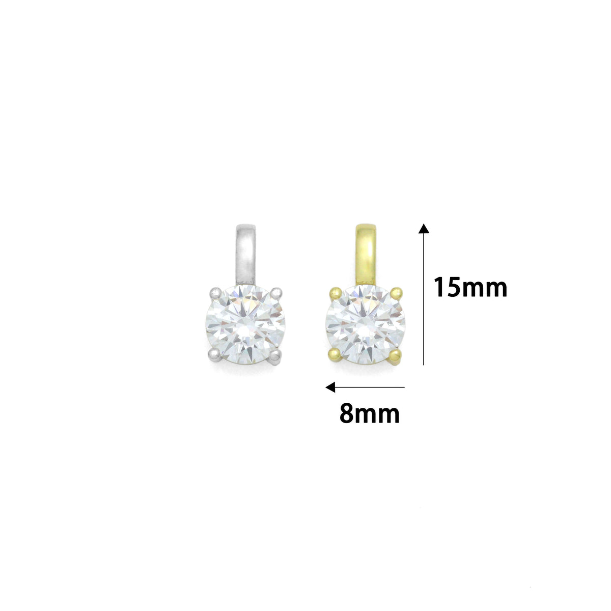 Gold Silver Clear Big Round CZ Pendant charm, Sku#LX937