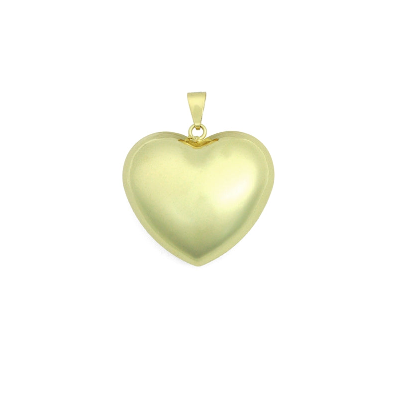 Large Puffy Gold Heart Pendant charm, Sku#LX938