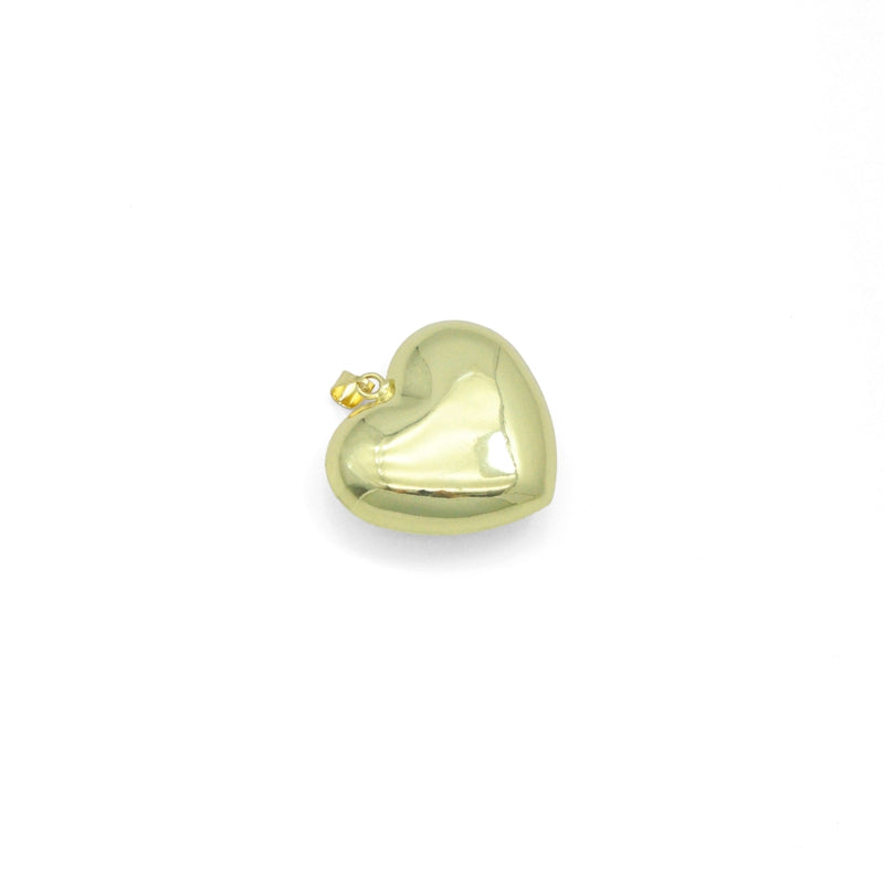 Large Puffy Gold Heart Pendant charm, Sku#LX938