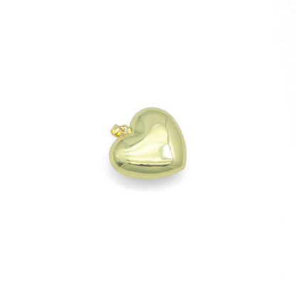 Large Puffy Gold Heart Pendant charm, Sku#LX938
