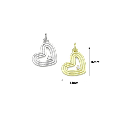 Clear CZ Gold Silver Heart Charm Pendant, Sku#LX943