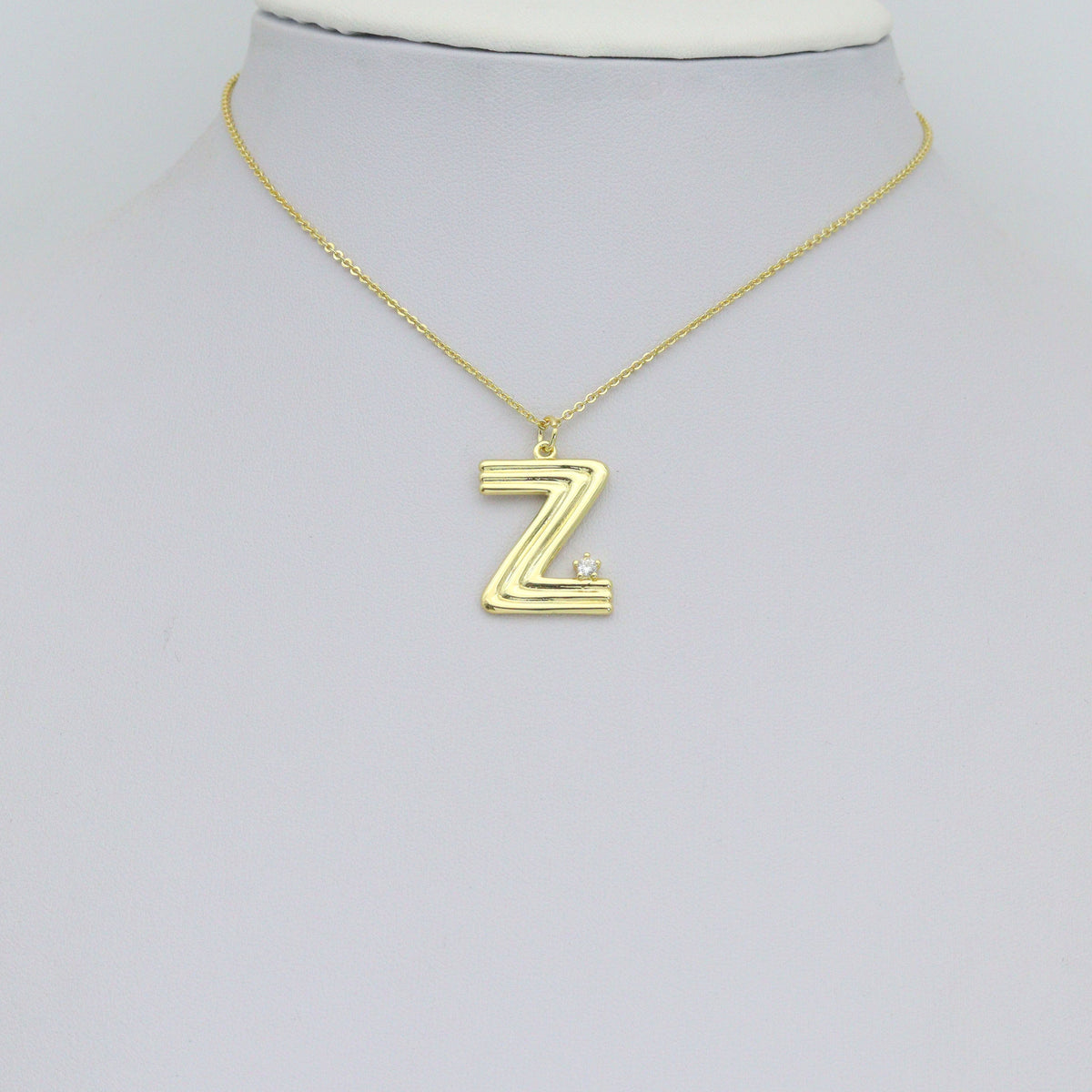 Gold Silver Alphabet Initial Charm Pendant, Sku#LX944