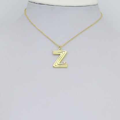 Gold Silver Alphabet Initial Charm Pendant, Sku#LX944