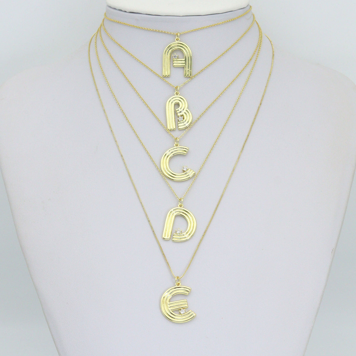 Gold Silver Alphabet Initial Charm Pendant, Sku#LX944