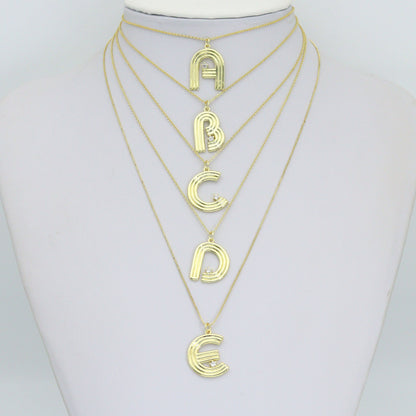 Gold Silver Alphabet Initial Charm Pendant, Sku#LX944