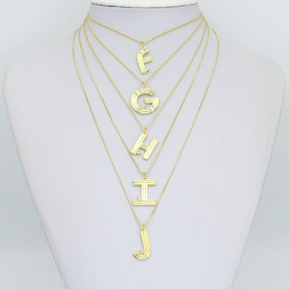 Gold Silver Alphabet Initial Charm Pendant, Sku#LX944