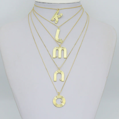 Gold Silver Alphabet Initial Charm Pendant, Sku#LX944