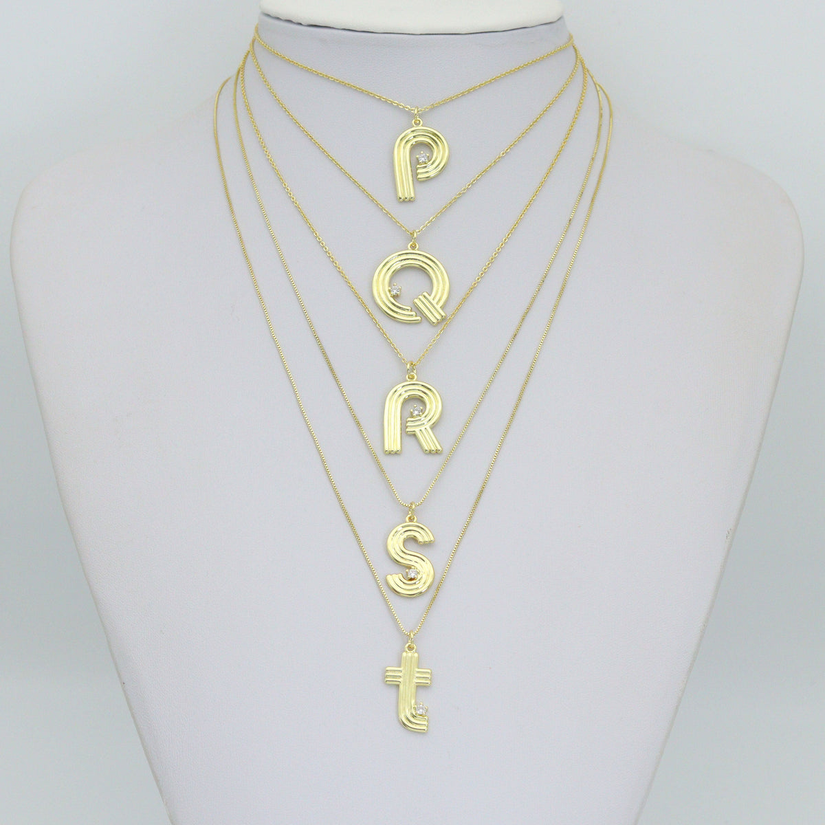 Gold Silver Alphabet Initial Charm Pendant, Sku#LX944