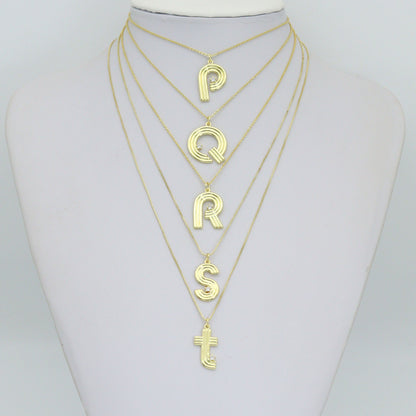 Gold Silver Alphabet Initial Charm Pendant, Sku#LX944