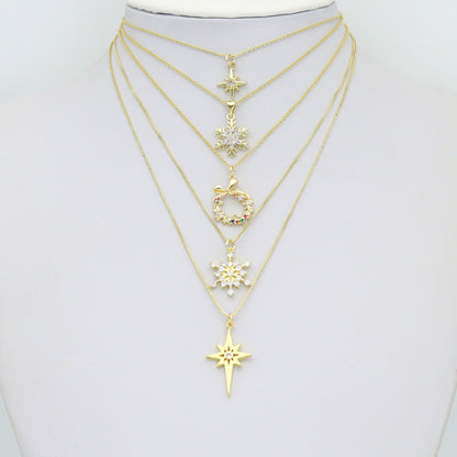 Gold Silver Holiday Wreath Snowflake  North Star Charm Pendant for Holiday necklace bracelet DIY, Sku#LX948